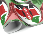 Kenia Viering Kleurrijke Vlag Kaart Vector Kunstwe Cadeaupapier (Rol Hoek)
