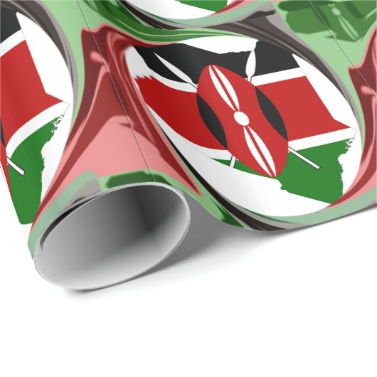 Kenia Viering Kleurrijke Vlag Kaart Vector Kunstwe Cadeaupapier (Rol Hoek)