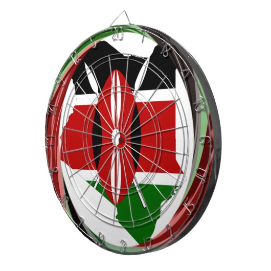 Kenia Viering Kleurrijke Vlag Kaart Vector Kunstwe Dartbord (Voorkant Rechts)