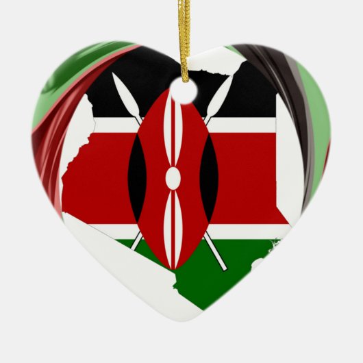 Kenia Viering Kleurrijke Vlag Kaart Vector Kunstwe Keramisch Ornament (Voorkant)