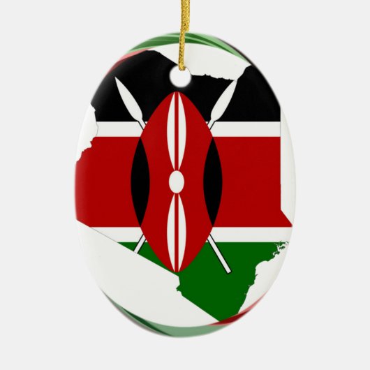Kenia Viering Kleurrijke Vlag Kaart Vector Kunstwe Keramisch Ornament (Voorkant)