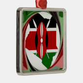 Kenia Viering Kleurrijke Vlag Kaart Vector Kunstwe Metalen Ornament (Rechts)