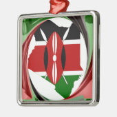 Kenia Viering Kleurrijke Vlag Kaart Vector Kunstwe Metalen Ornament (Links)