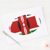 Kenia Viering Kleurrijke Vlag Kaart Vector Kunstwe Ovale Sticker (Envelop)