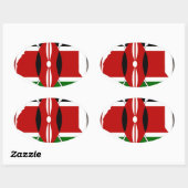 Kenia Viering Kleurrijke Vlag Kaart Vector Kunstwe Ovale Sticker (Vel)