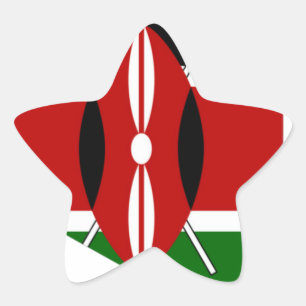 Kenia Viering Kleurrijke Vlag Kaart Vector Kunstwe Ster Sticker