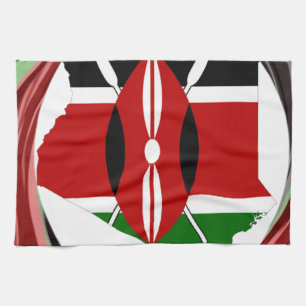 Kenia Viering Kleurrijke Vlag Kaart Vector Kunstwe Theedoek