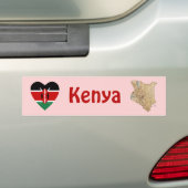 Kenia Vlag Hart + Landkaart Bumpersticker (Op auto)