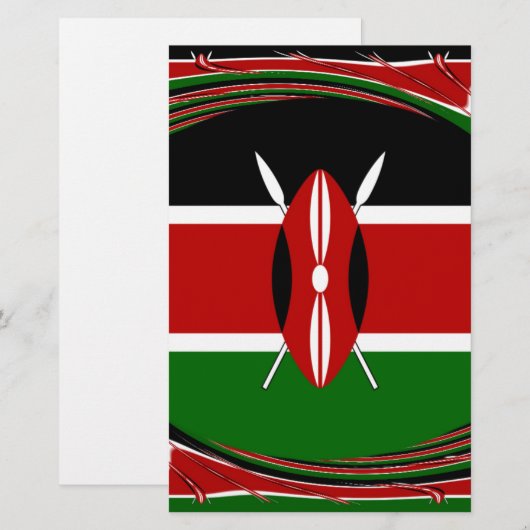 Kenia Vlag Kunst – Patriottisch & Modern Design Briefpapier (Voorkant / Achterkant)