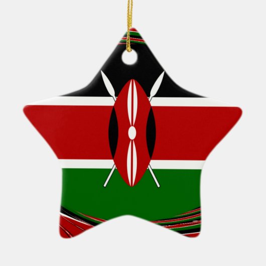 Kenia Vlag Kunst – Patriottisch & Modern Design Keramisch Ornament (Voorkant)