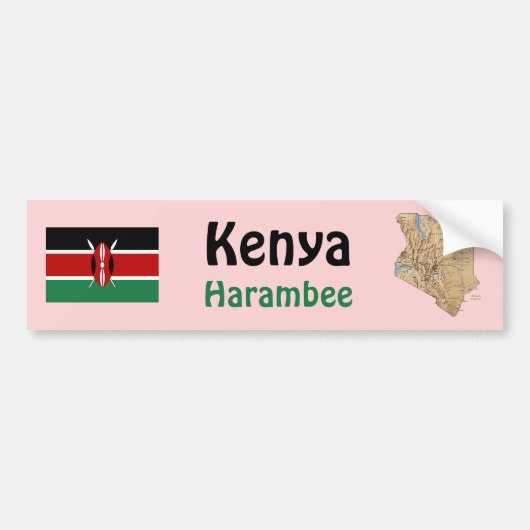Kenia Vlag + Landkaart Bumpersticker (Voorkant)