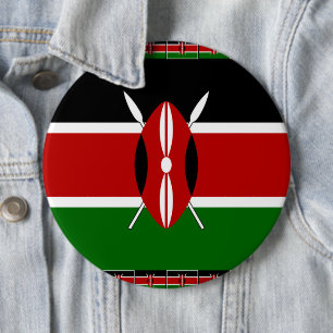 Kenia Vlag: Met Kunstwerk van miniatuur vlaggenfra Ronde Button 6,0 Cm
