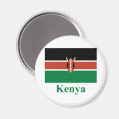 Kenia Vlag met naam Magneet (Voorkant / Achterkant)