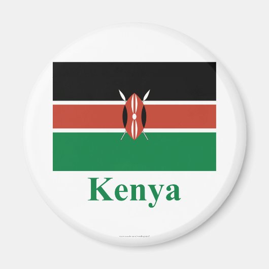 Kenia Vlag met naam Magneet (Voorkant)