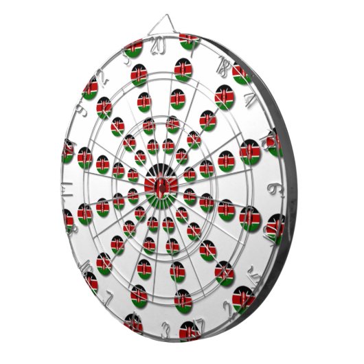 Kenia Vlag Radiaal Patroon: Patriottische Kunst &  Dartbord (Voorkant Rechts)