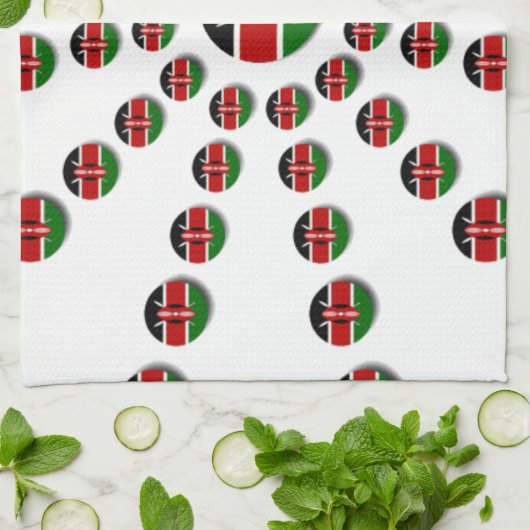 Kenia Vlag Radiaal Patroon: Patriottische Kunst &  Theedoek (Gevouwen)