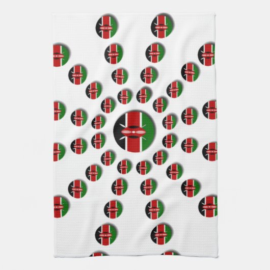 Kenia Vlag Radiaal Patroon: Patriottische Kunst &  Theedoek (Verticaal)