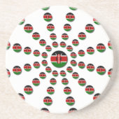 Kenia Vlag Radiaal Patroon: Patriottische Kunst & Zandsteen Onderzetter (Voorkant)