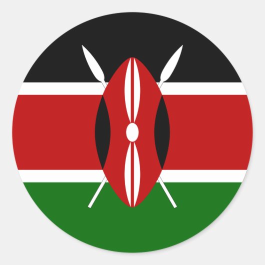 Kenia vlag ronde sticker (Voorkant)
