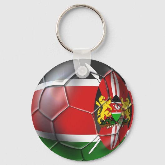 Kenia vlag voetbal voetballers cadeaus sleutelhanger (Voorkant)