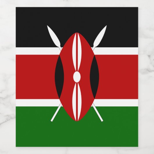 Kenia vlag wijn etiket (Enkel label)