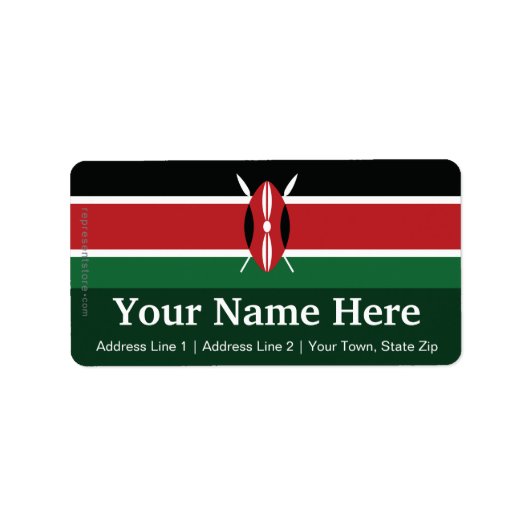 Kenia Vlakke Vlag Etiket (Voorkant)