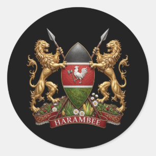 Kenia Wapen wapensymbool embleem land vlag leeuw Ronde Sticker