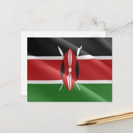 Kenia - Waving Flag - Briefkaart (Voorkant / Achterkant in situ)
