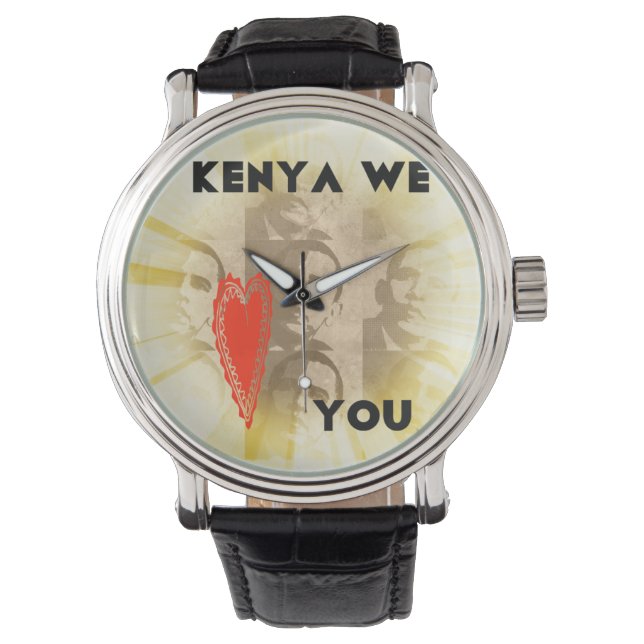 Kenia We houden van  leren horloge (Voorkant)