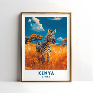 Kenia Zebra Safari Reisposter Kunst Poster