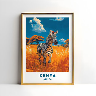 Kenia Zebra Safari Reisposter Kunst Poster