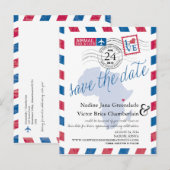 KENIA Zuid-Afrika Airmail Wedding Save the Date Aankondigingskaart (Voorkant / Achterkant)