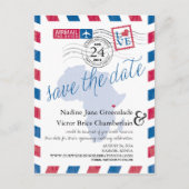 KENIA Zuid-Afrika Airmail Wedding Save the Date Aankondigingskaart (Voorkant)