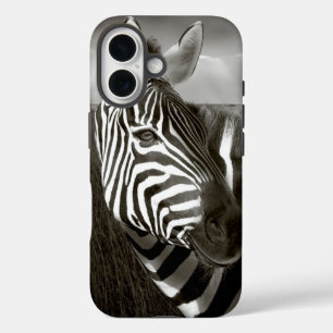 Kenia. Zwart en wit van zebra en vlakte. iPhone 16 Hoesje