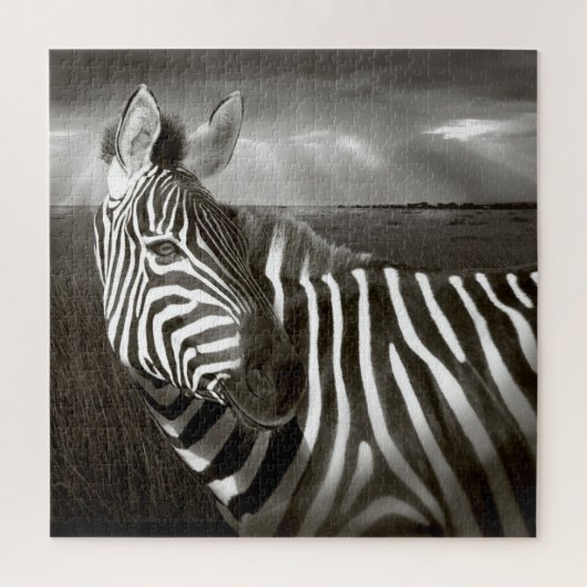 Kenia. Zwart en wit van zebra en vlakte. Legpuzzel (Verticaal)