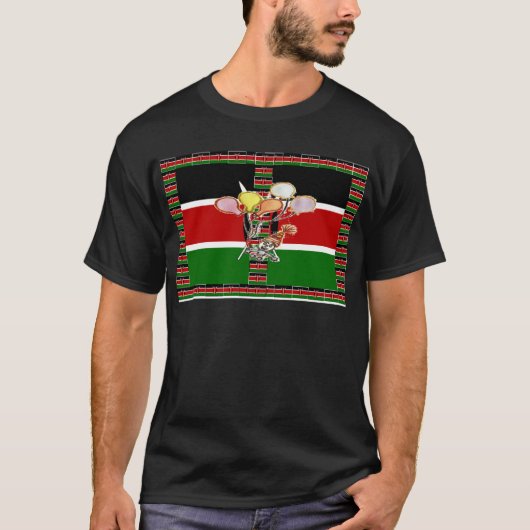 Kenia Zwart Rood Groen Nationale Vlag Kleur Verjaa T-shirt (Voorkant)