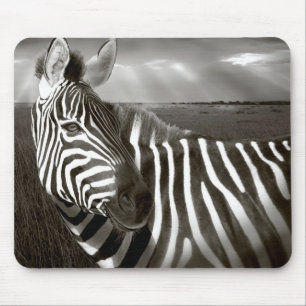 Kenia. Zwart & wit van zebra en vlakte. Muismat