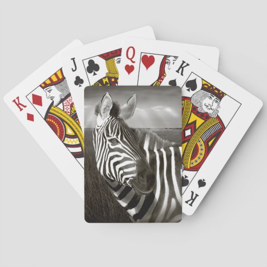 Kenia. Zwart & wit van zebra en vlakte. Pokerkaarten (Achterkant)