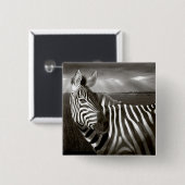 Kenia. Zwart & wit van zebra en vlakte. Vierkante Button 5,1 Cm (Voorkant /achterkant)