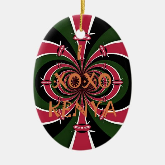 Keniaans reiscadeau – Knuffels & Kusjes Design Keramisch Ornament (Voorkant)