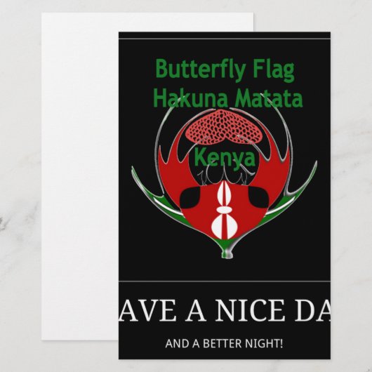 Keniaans schild: vlindervlag. briefpapier (Voorkant / Achterkant)