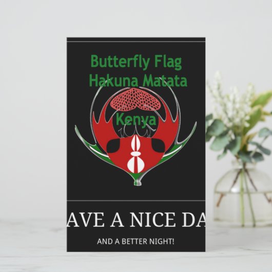 Keniaans schild: vlindervlag. briefpapier (Staand voorkant)