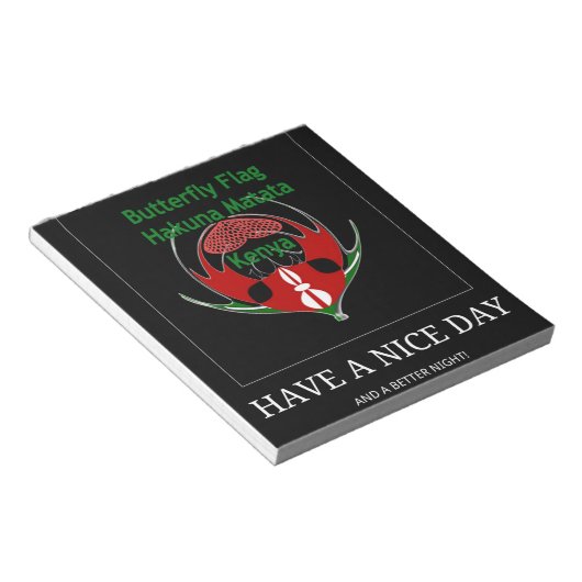 Keniaans schild: vlindervlag. notitieblok (Schuin)