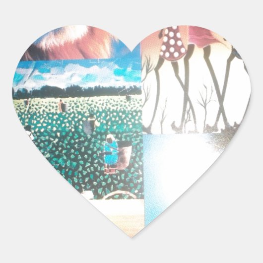 Keniaans tapijt: wildlife, cultuur en kuststrand hart sticker (Voorkant)