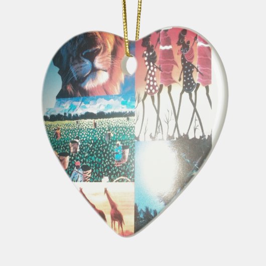 Keniaans tapijt: wildlife, cultuur en kuststrand keramisch ornament (Links)