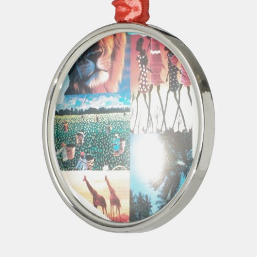 Keniaans tapijt: wildlife, cultuur en kuststrand metalen ornament (Links)