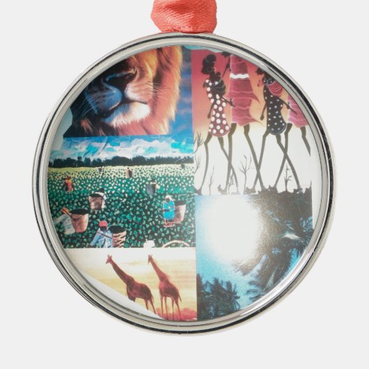 Keniaans tapijt: wildlife, cultuur en kuststrand metalen ornament (Voorkant)