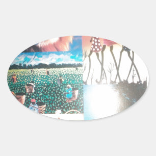 Keniaans tapijt: wildlife, cultuur en kuststrand ovale sticker