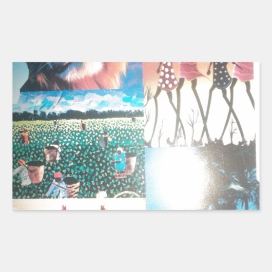 Keniaans tapijt: wildlife, cultuur en kuststrand rechthoekige sticker (Voorkant)