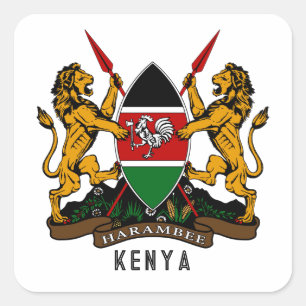 Keniaans wapen vierkante sticker